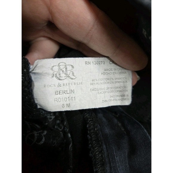 Rock & Republic Skinny Fit Jeans Women's Size 6M "Berlin" style Black Studded‎ - Picture 4 of 12